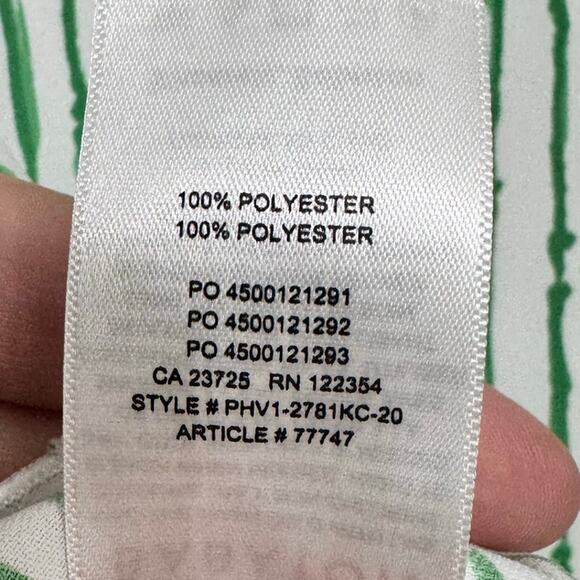 Aritzia Babaton Green White Striped Tie Waist Blouse Top Size‎ L Flutter Sleeve - Picture 6 of 7